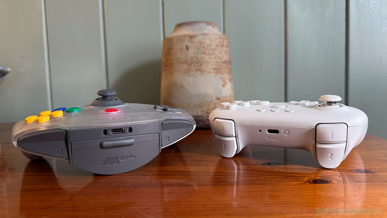 Shoulder button comparisons between the M64 and 8BitDo controllers