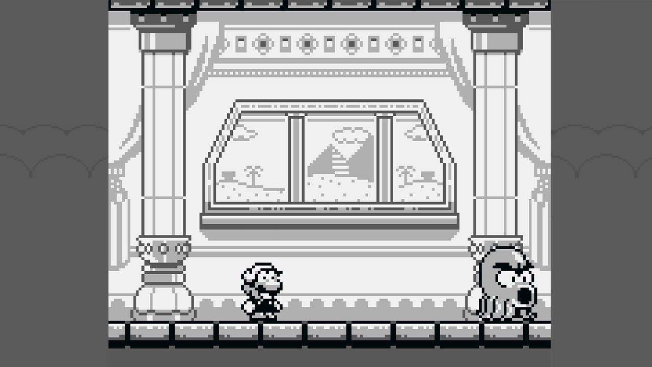 Mario looking at an octopus in Daisy's castle