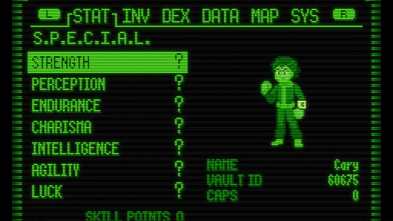 Gary Pokémon trainer on the Pip-Boy 3000