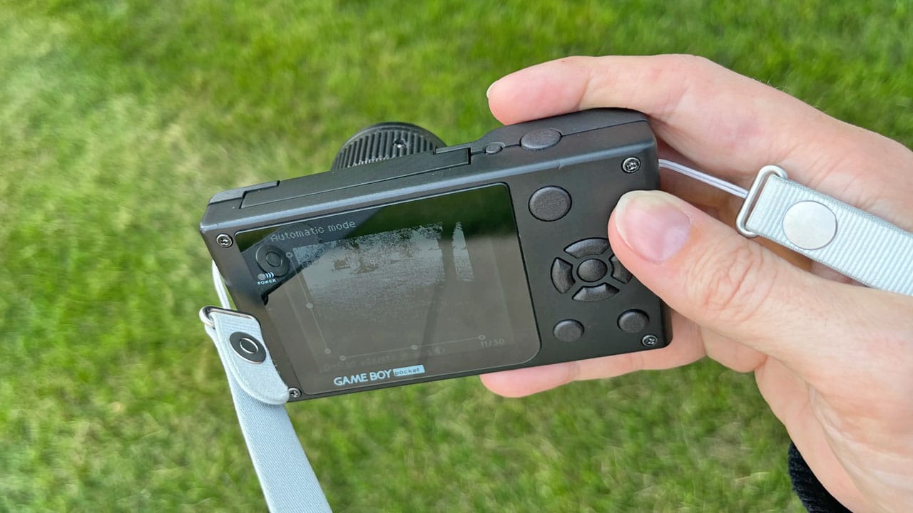 Taking a picture using a home made camera that takes pictures using the Game Boy Camera