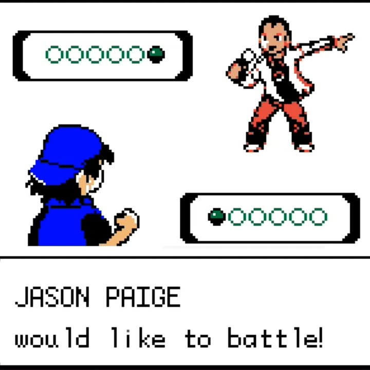 An image of Jason Paige battling a Pokémon Trainer