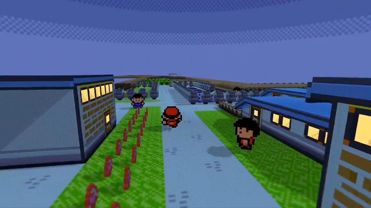 Follow behind camera going through Kanto