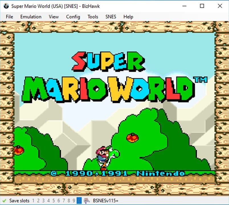 Super Mario World running on BizHawke