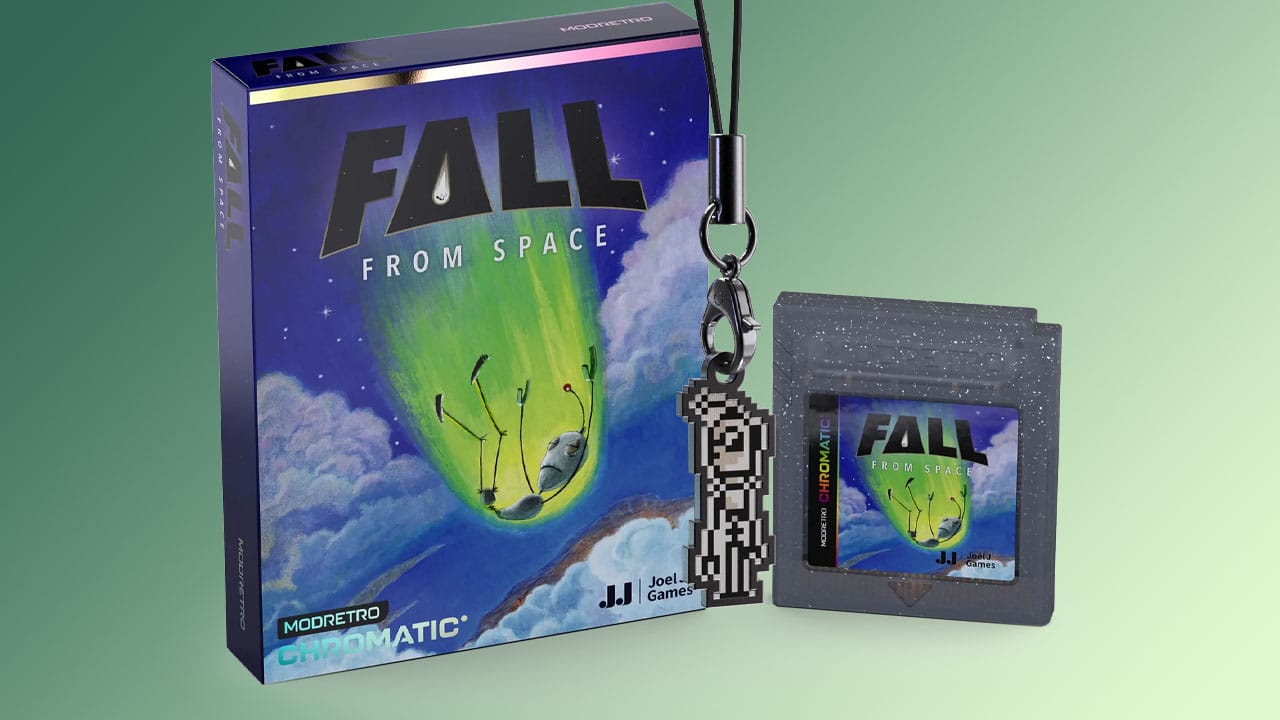 Fall From Space cartridge, box, and charm
