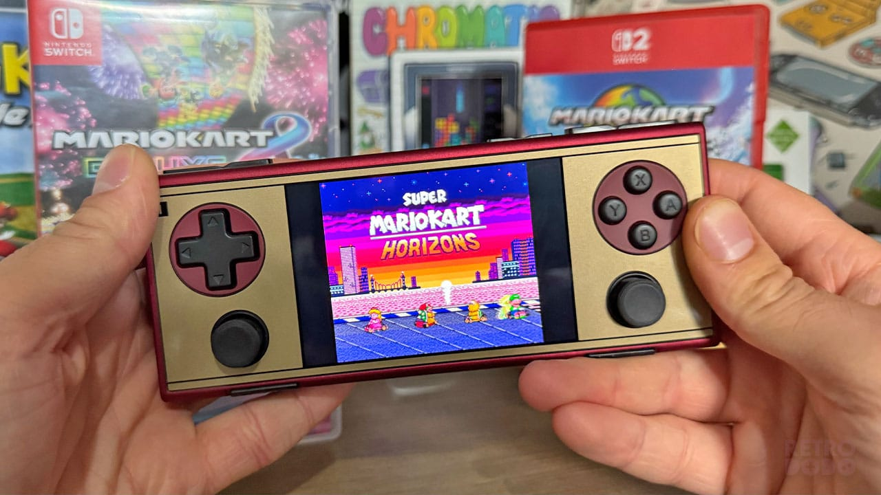 Super Mario Kart Horizons on a retro handheld