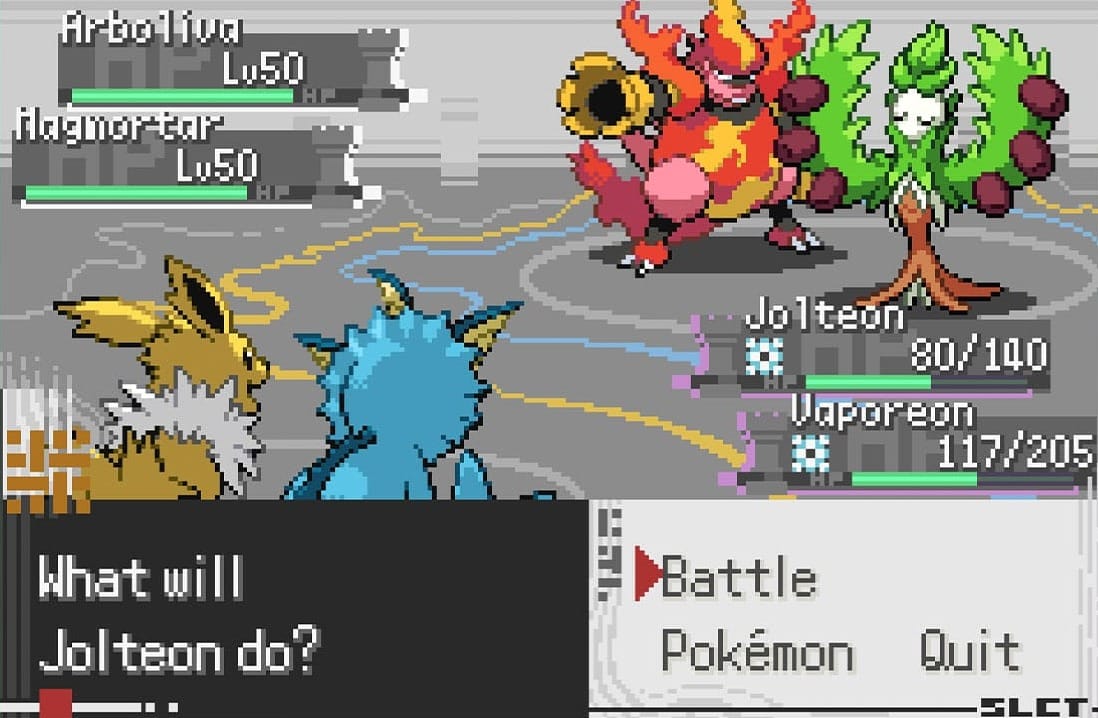 Four Pokémon battling