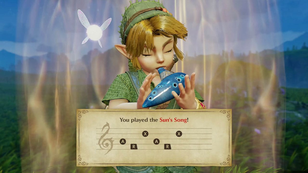 Young Link playing the ocarina