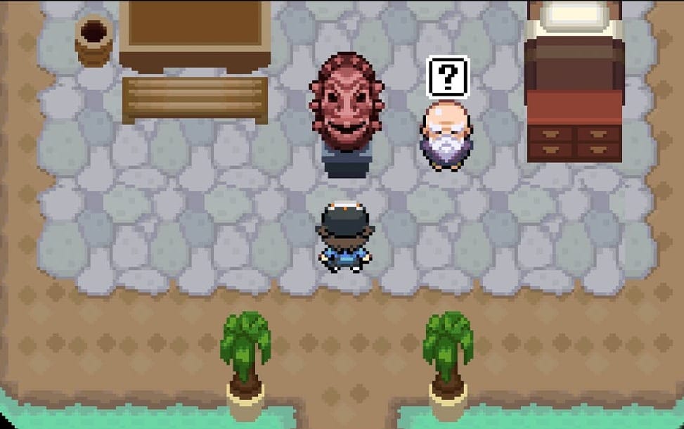 Pokémon trainer inside a house