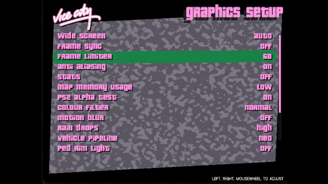 Vice City GameCube graphics set up