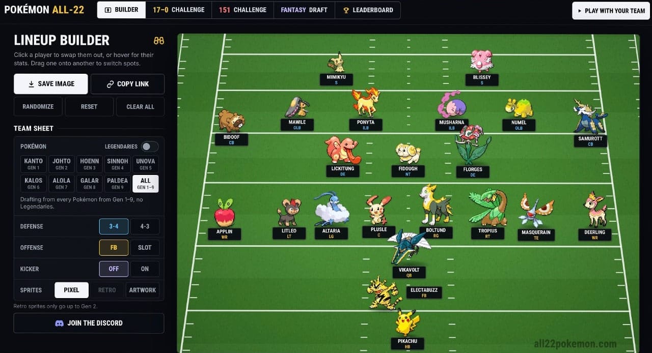 Pikcing Pokémon for an American football team