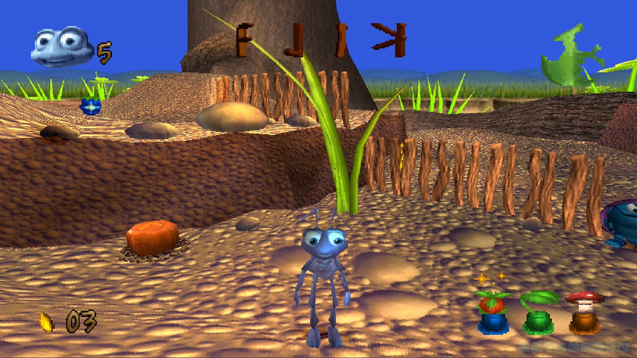 A Bugs Life gameplay with widescreen mode and clear screen settings