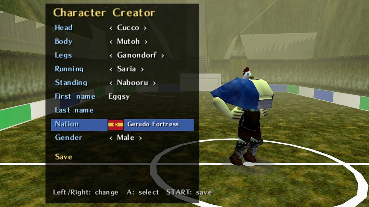 Character Creation in soccerina of time