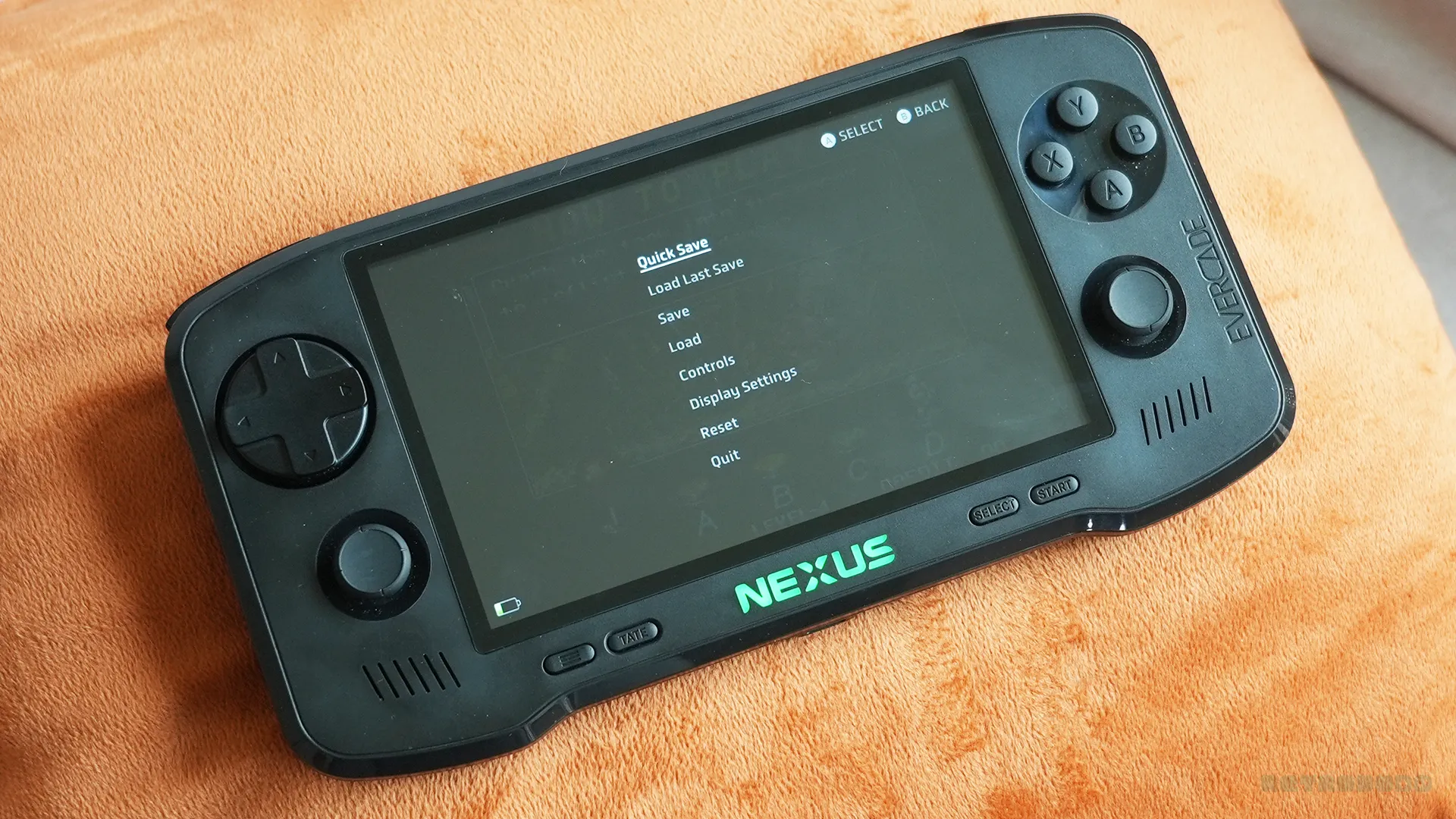 Evercade Nexus Handheld Quick Menu