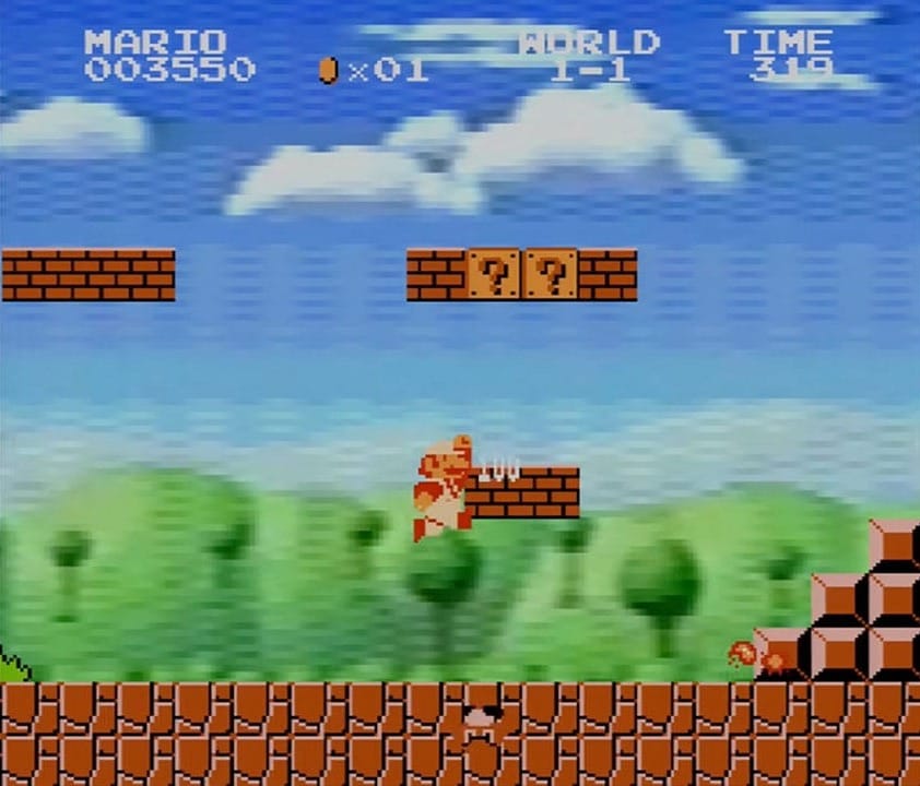 Super Mario Bros gameplay on a VHS