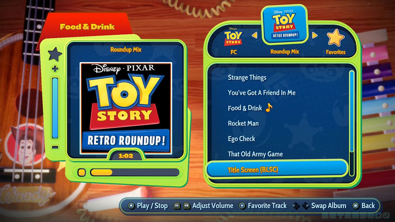 Music Player in the Toy Story Retro Roundup game