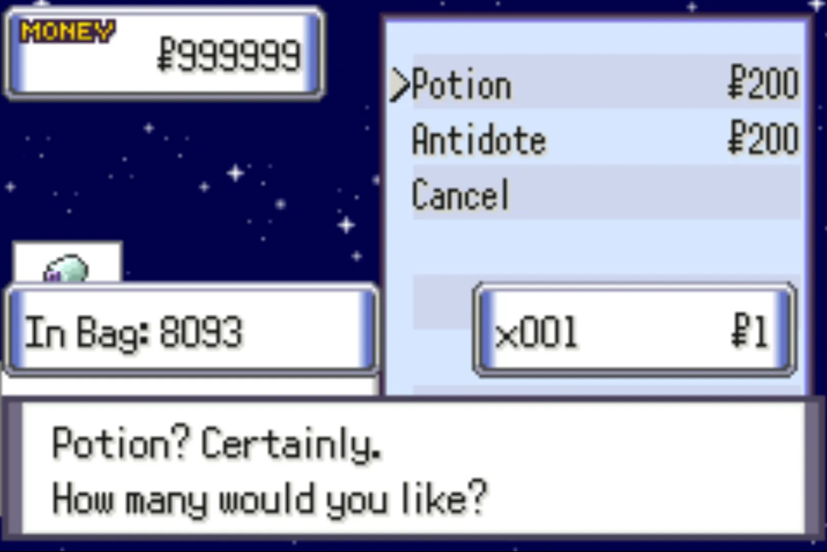 Pokémon SoulGold Cheats - 1 Dollar Item