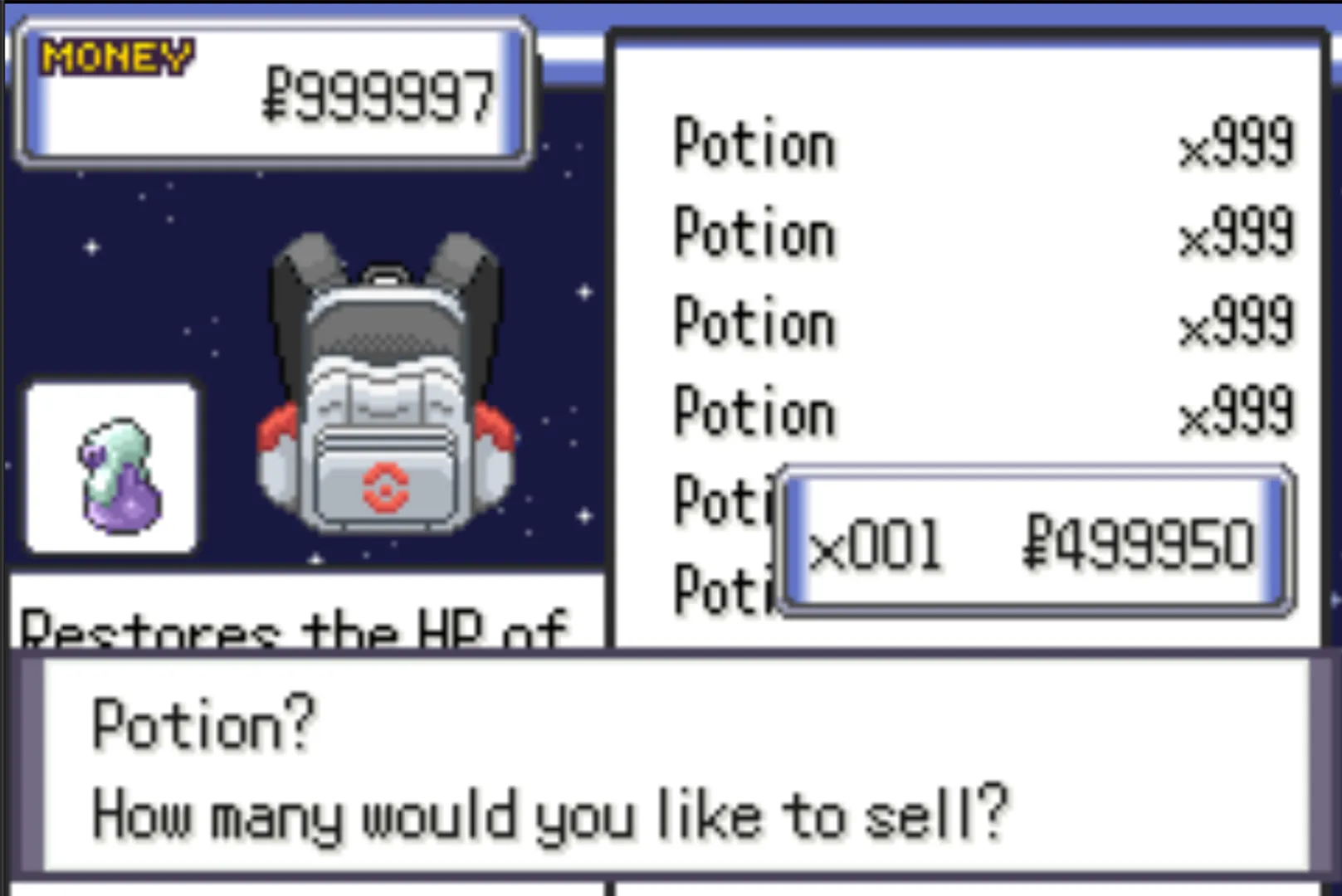 Pokémon SoulGold Cheats - Big Profit Item