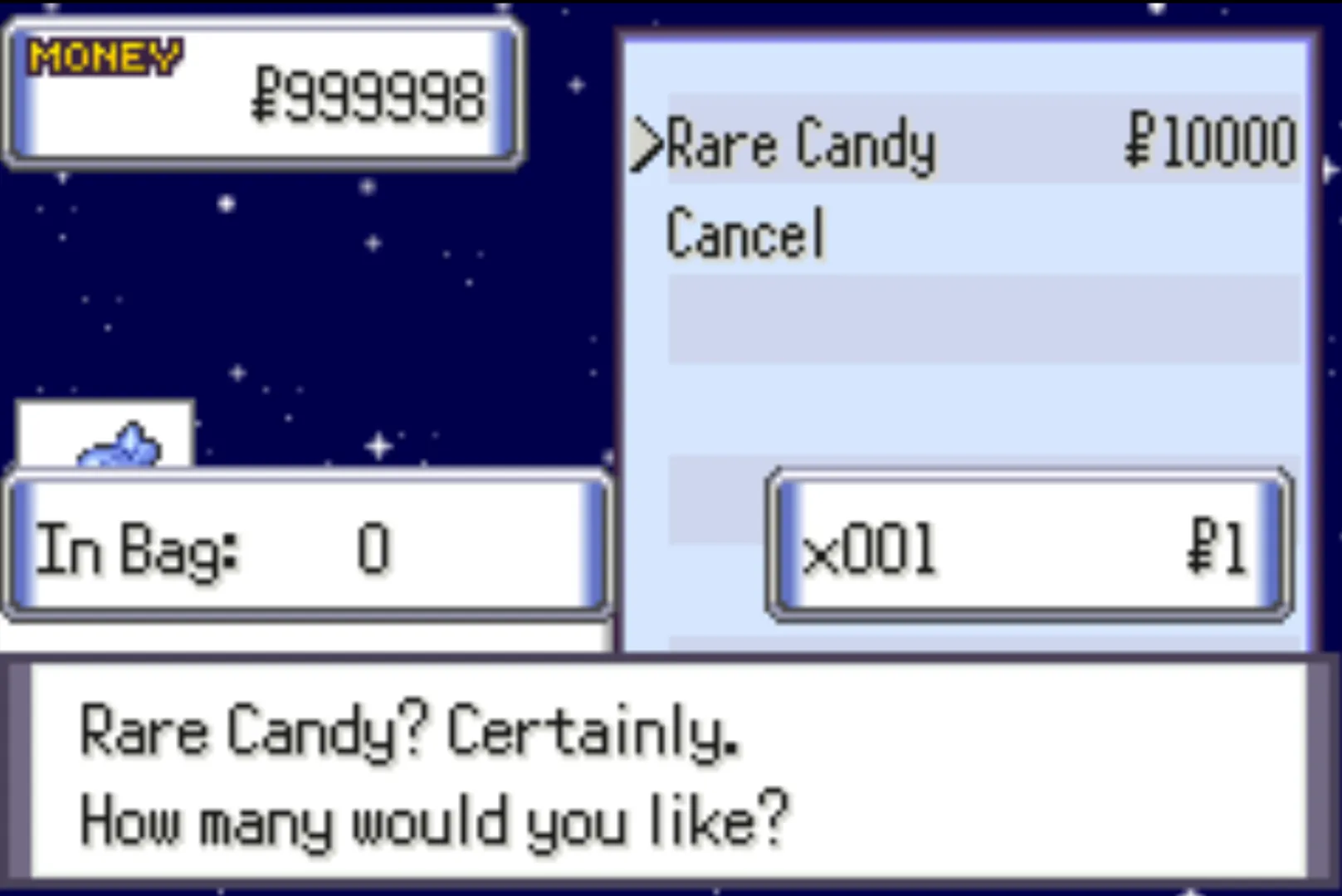 Pokémon SoulGold Cheats - Rare Candy