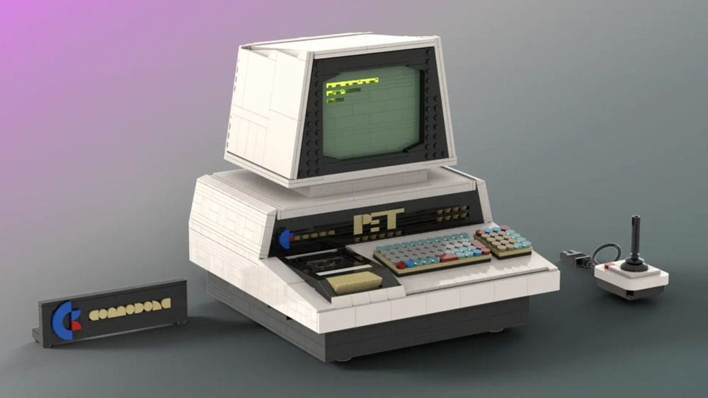 Commodore PET 2001 LEGO set design with sign and joystick