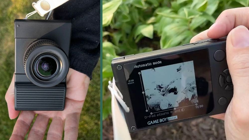 Two images of a homemade Game Boy camera that looks like a standard digital camera