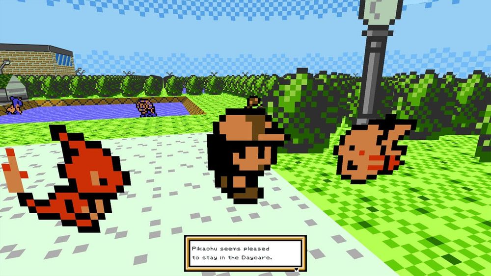 3D gameplay of Pokémon Brown with Charmander and Pikachu