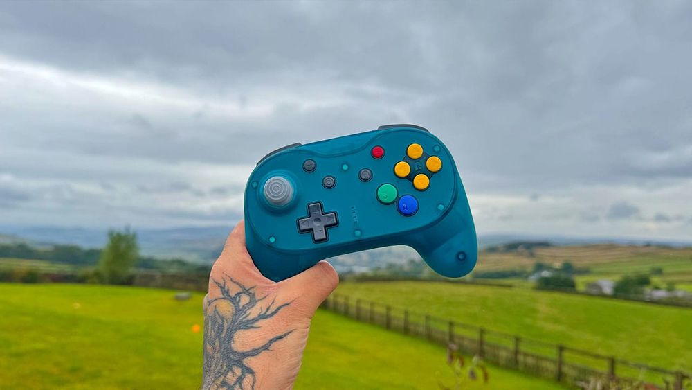 Seb holding the brawler64 pro controller