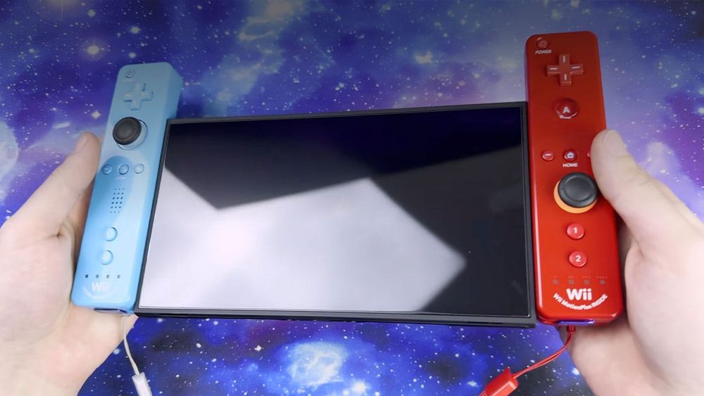 A Nintendo Switch 2 with modified Wiimote joycons