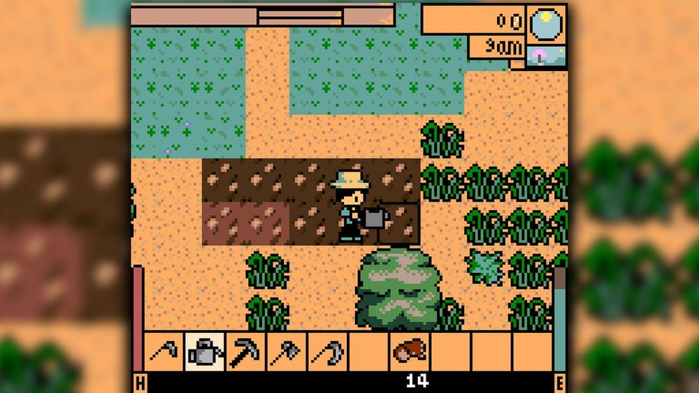 Farming on 8-bit version of Stardew Valley