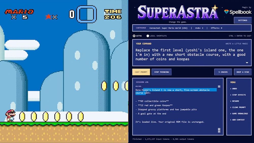 Super Astra changing a Mario game in real time. 