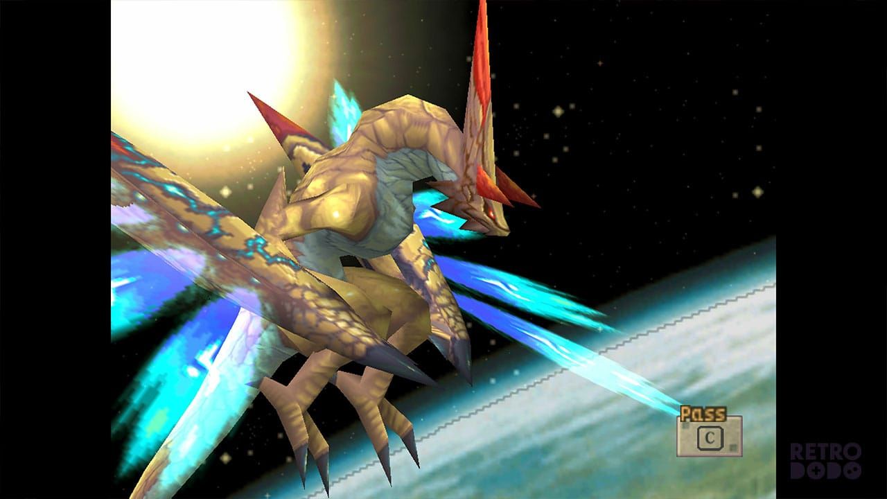 A dragon in space - part of Breath of Fire IV gameplay