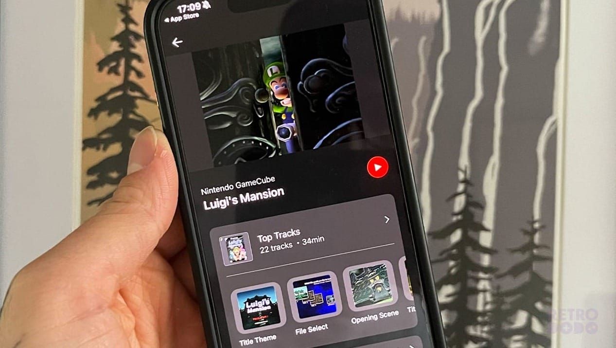 Seb's phone with the Nintendo Music app open