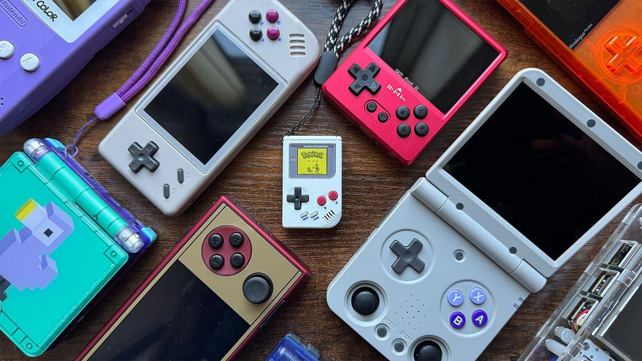 The Micro GB with Seb's handheld consoles around it