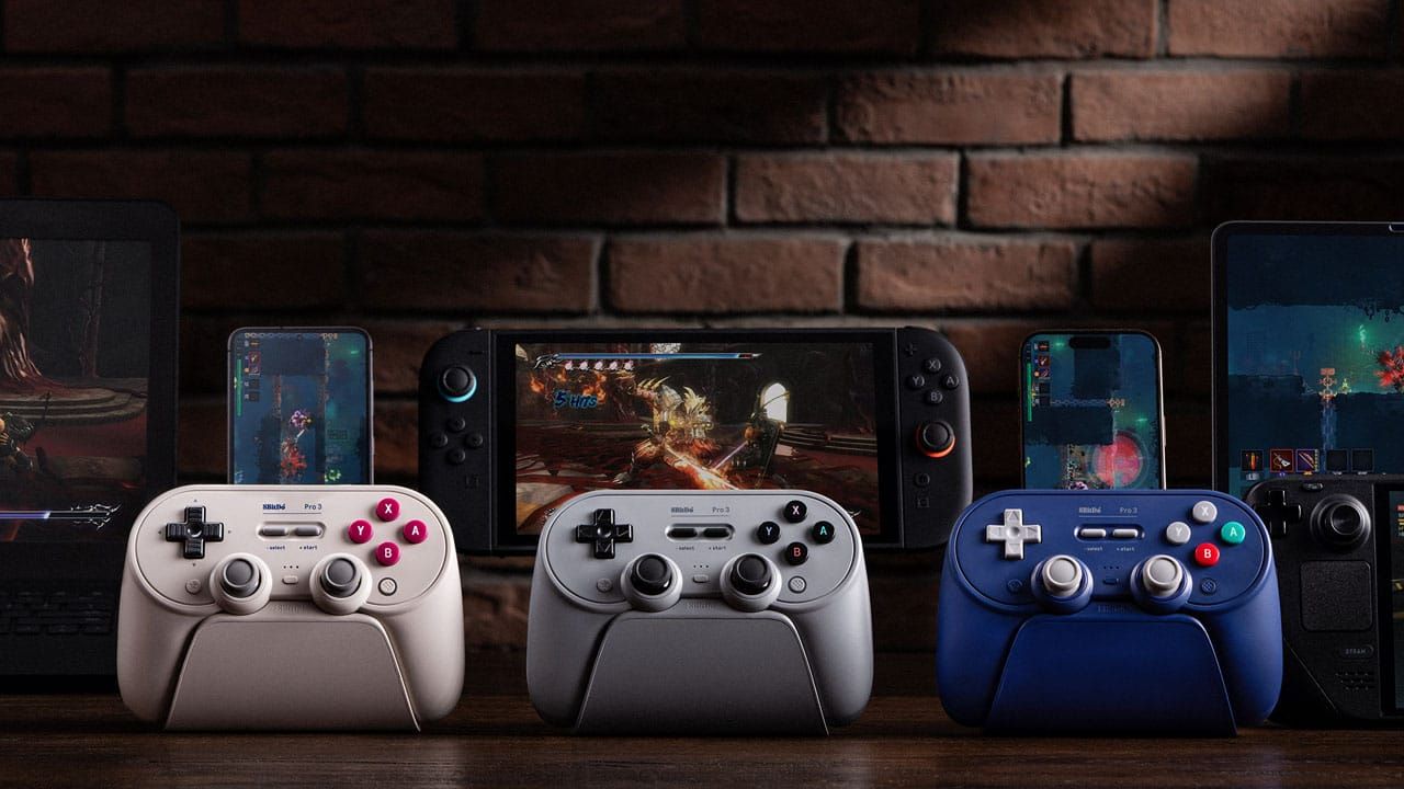 8BitDo Controllers in three colours