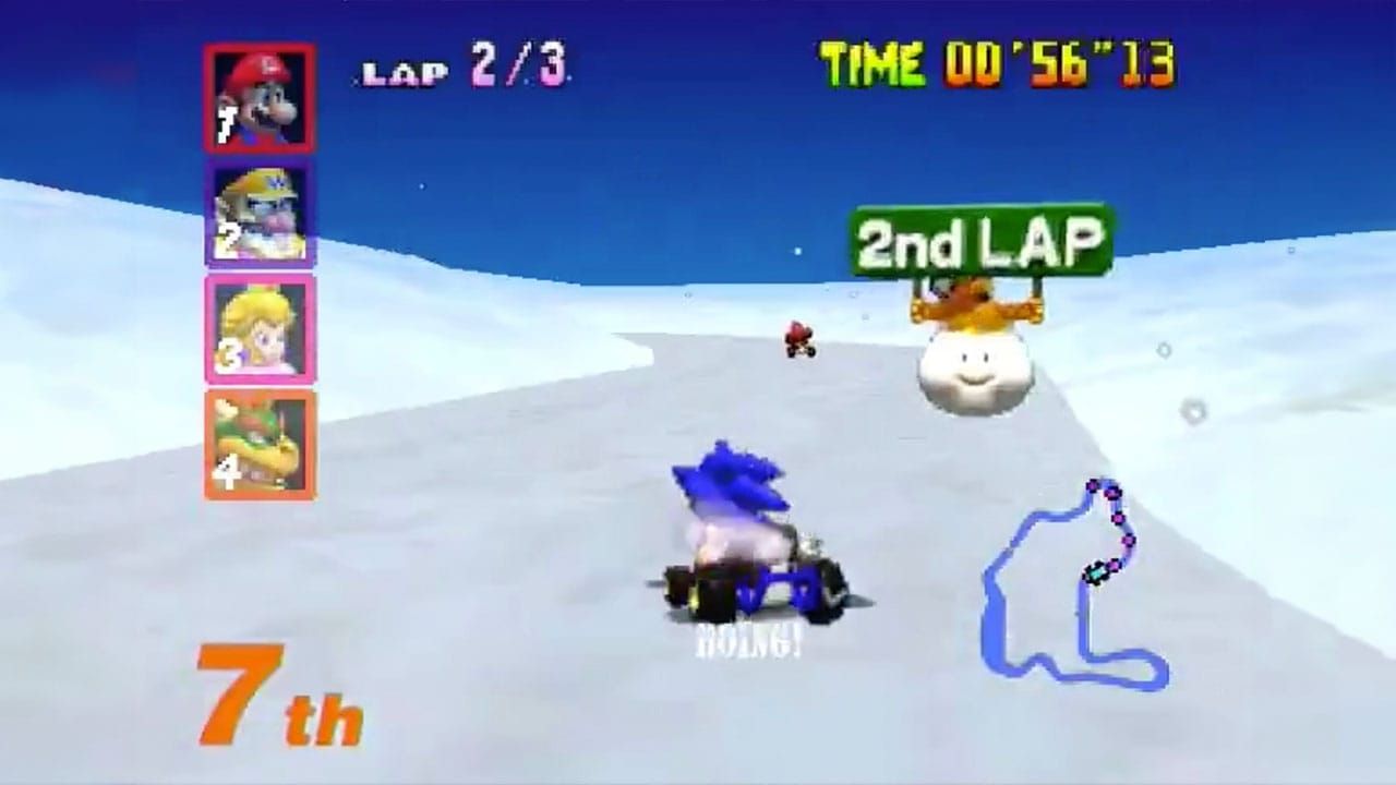 Sonic in Mario Kart 64