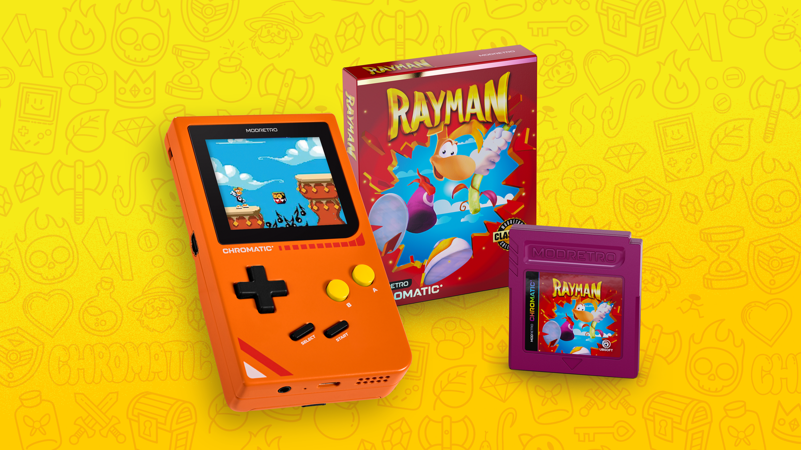 Rayman Game Case, cartridge, and gameplay