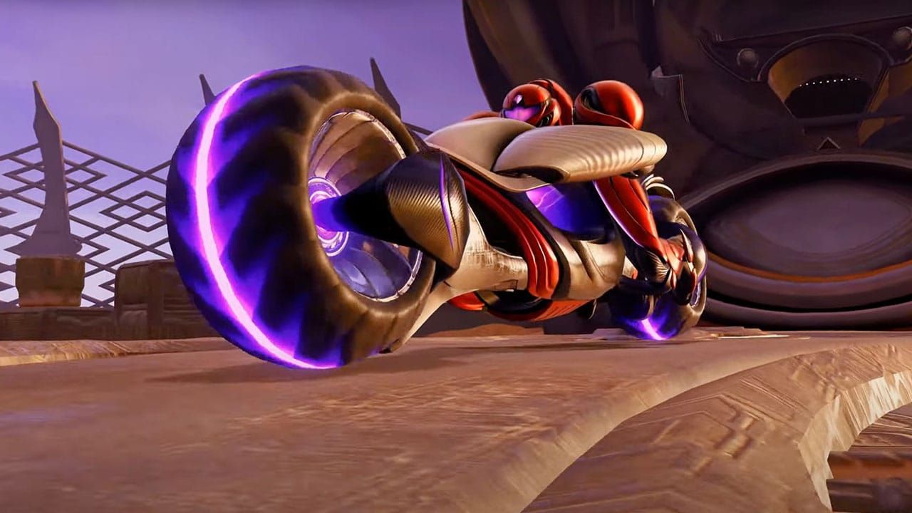 Samus riding a motorcycle