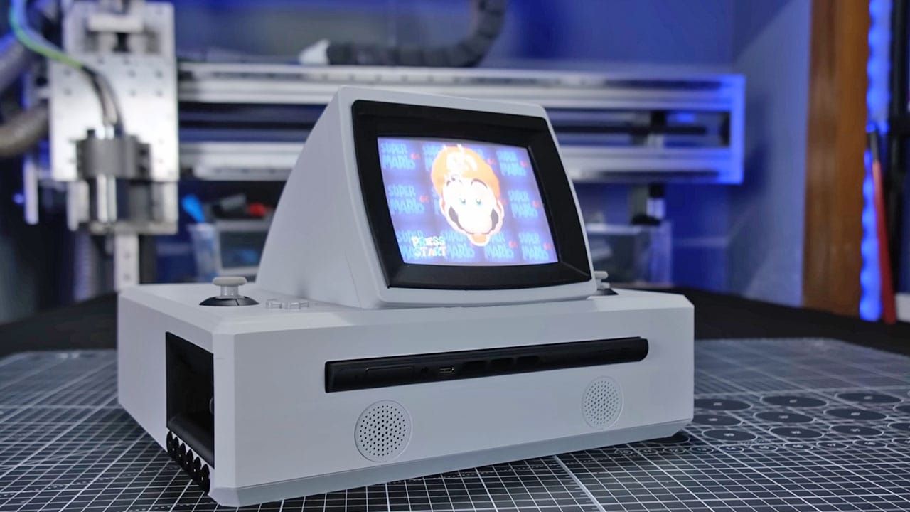 Portable CRT dock for Switch 2 showing Mario 64
