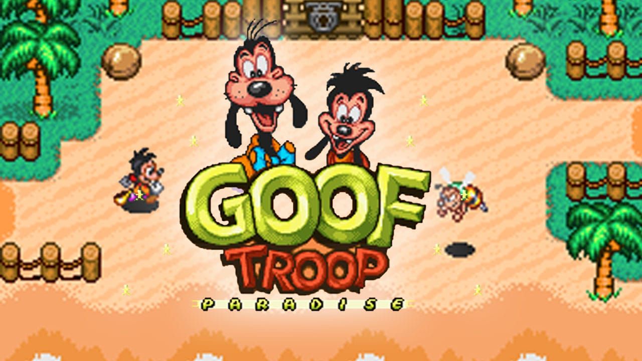 Goof Troop Paradise logo and beach level