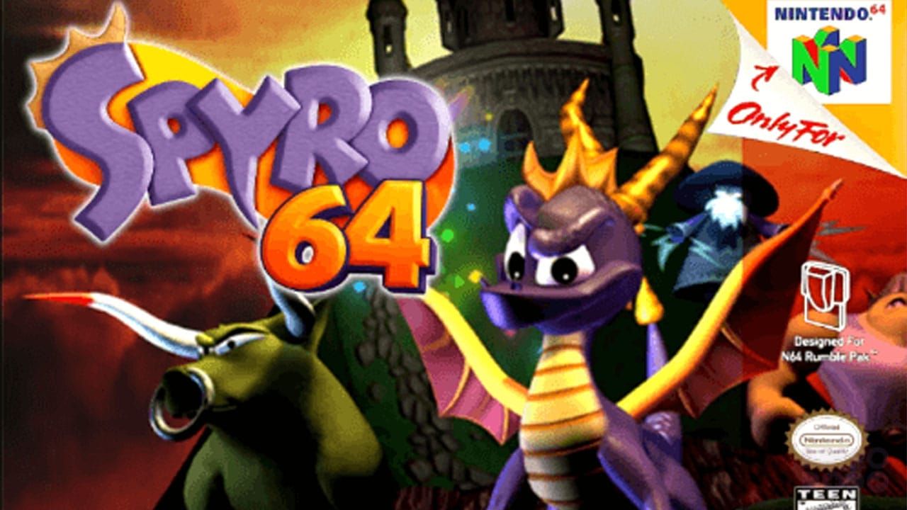A mockup of Spyro the Dragon as an N64 game in Spyro 64