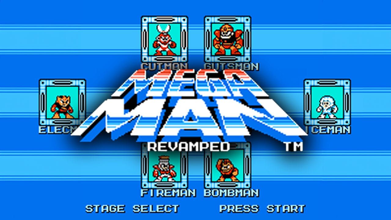 Mega Man Revamped logo with enhanced character sprites
