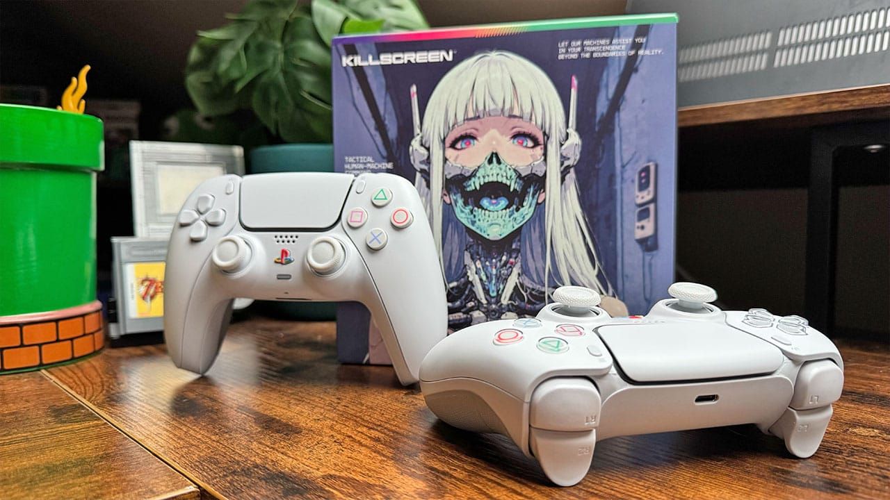 Two Killscreen remotes and their packaging on Seb's table