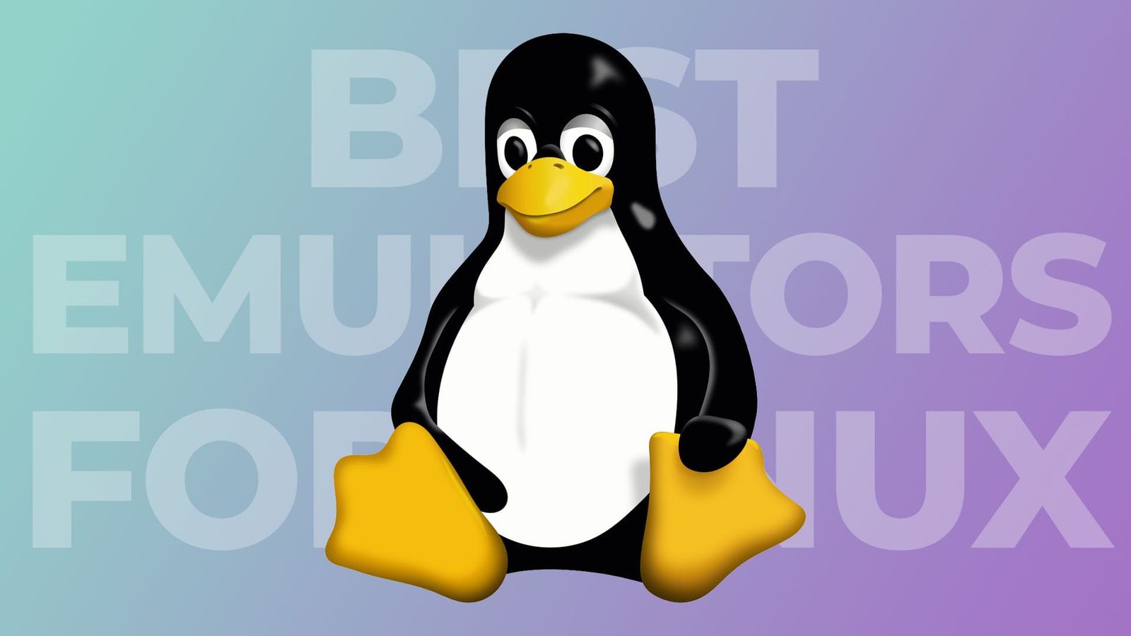 Linux logo with text behind it