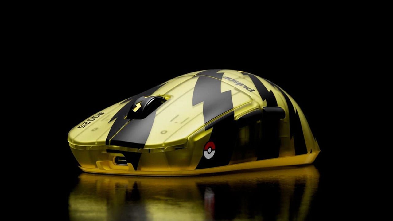 Electric Pokémon themed computer mouse in black and yellow