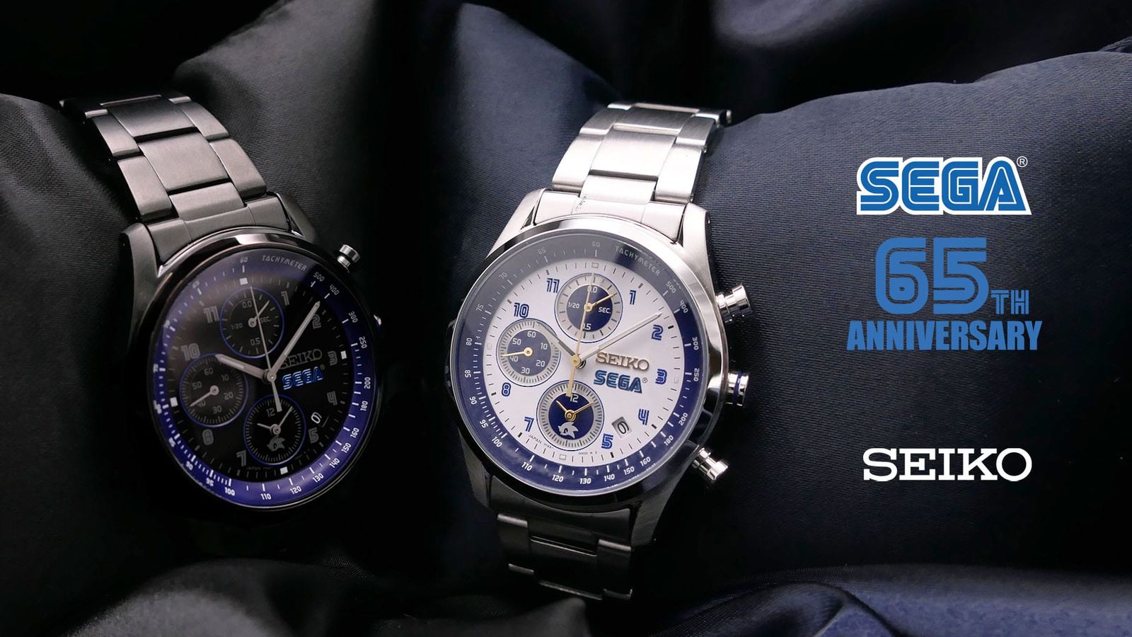 Black and Silver 65th anniversary watches from Seiko and Sega