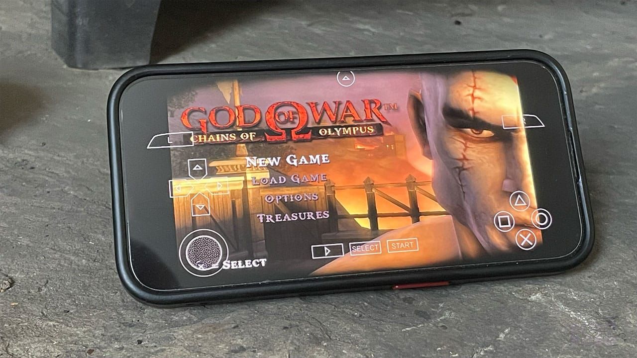 Seb's iPhone playing God of War on PPSSPP