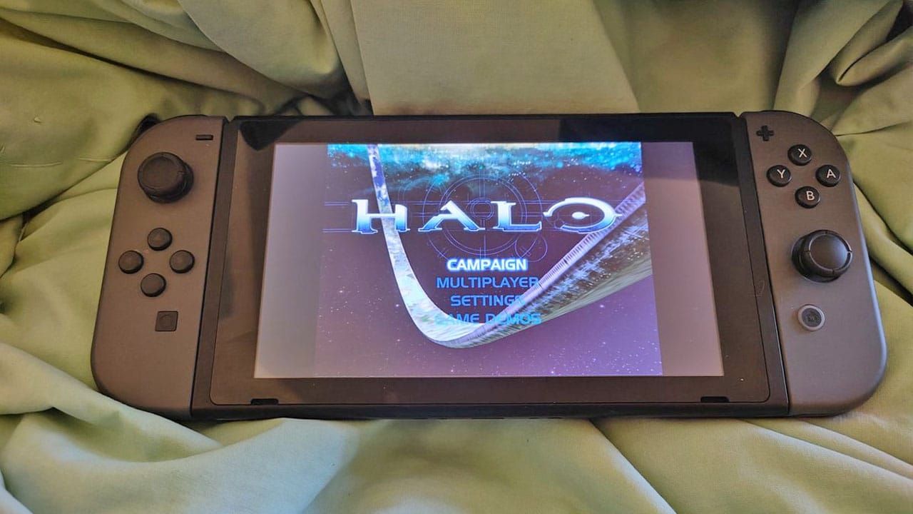 A Nintendo Switch with Halo running on it