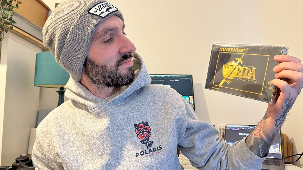 Seb holding Ocarina of Time