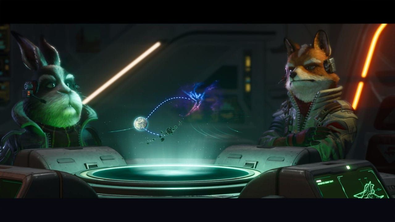 Peppy and Star Fox looking at a map