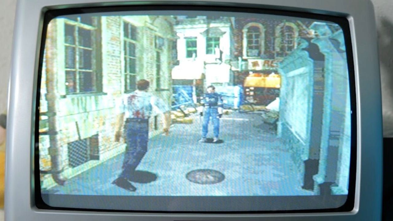 Resident Evil 2 on an old TV