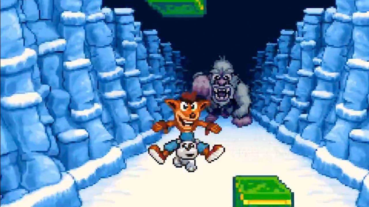 Pixel art level design of a Crash Bandicoot game